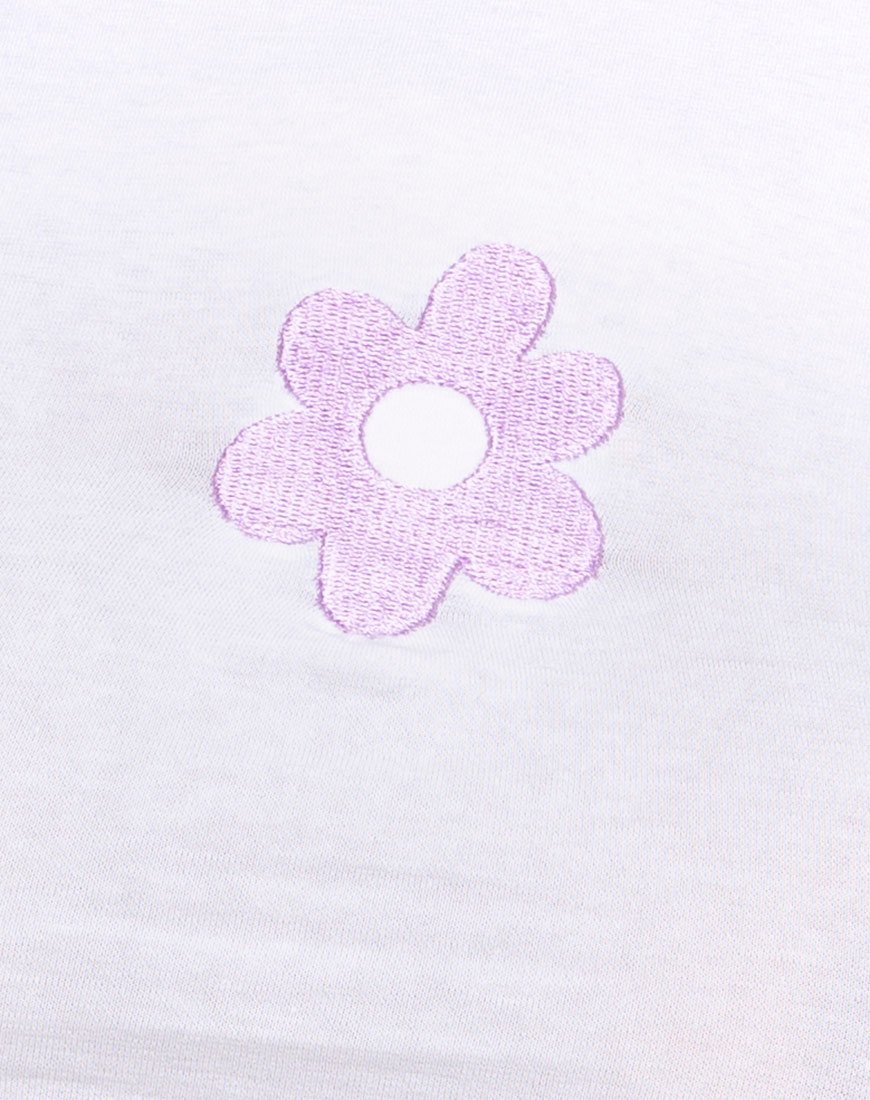 Image of Tindy Top in White with Daisy Lilac Embro
