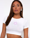 Image of Tindy Top in White with Daisy Lilac Embro