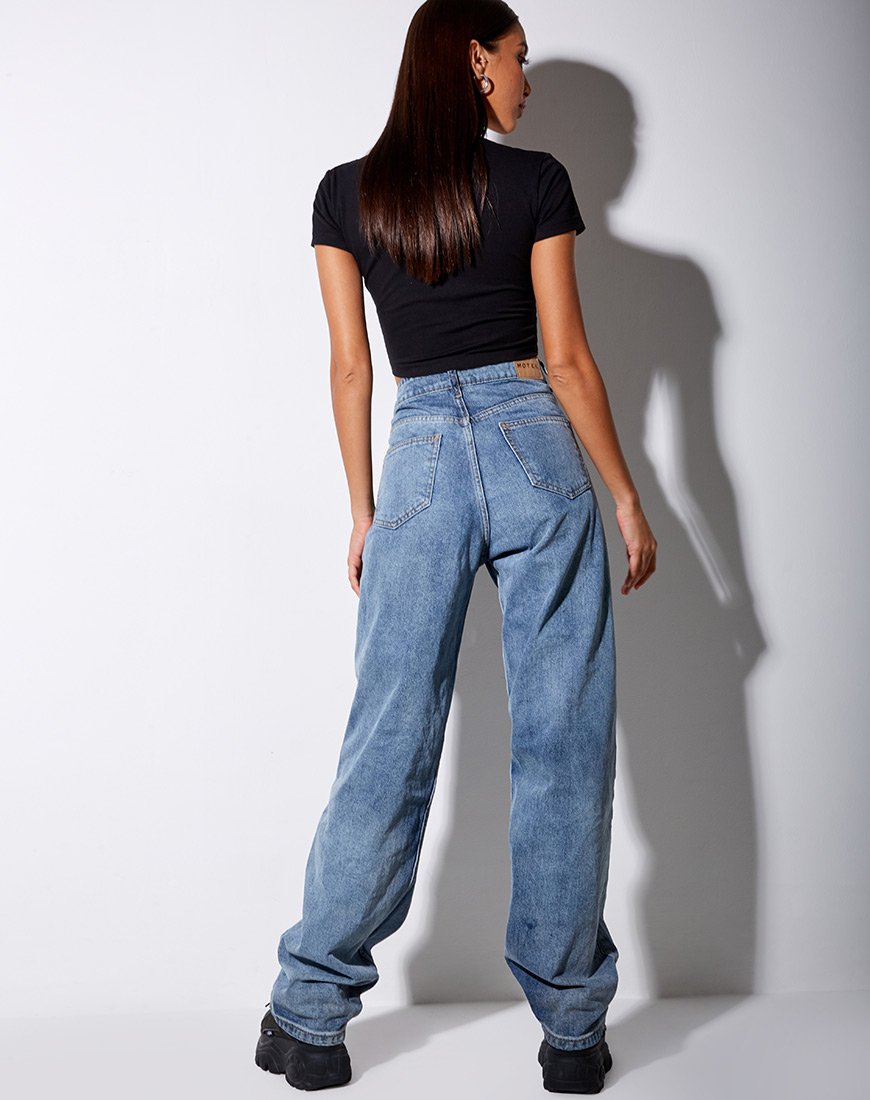 Image of Tiney Crop Tee in Black Libra Diamante