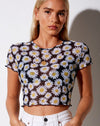 Image of Tiney Crop Tee in Daisy Love Black