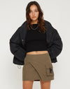 image of Trin Low Waisted Mini Skirt in Military Khaki
