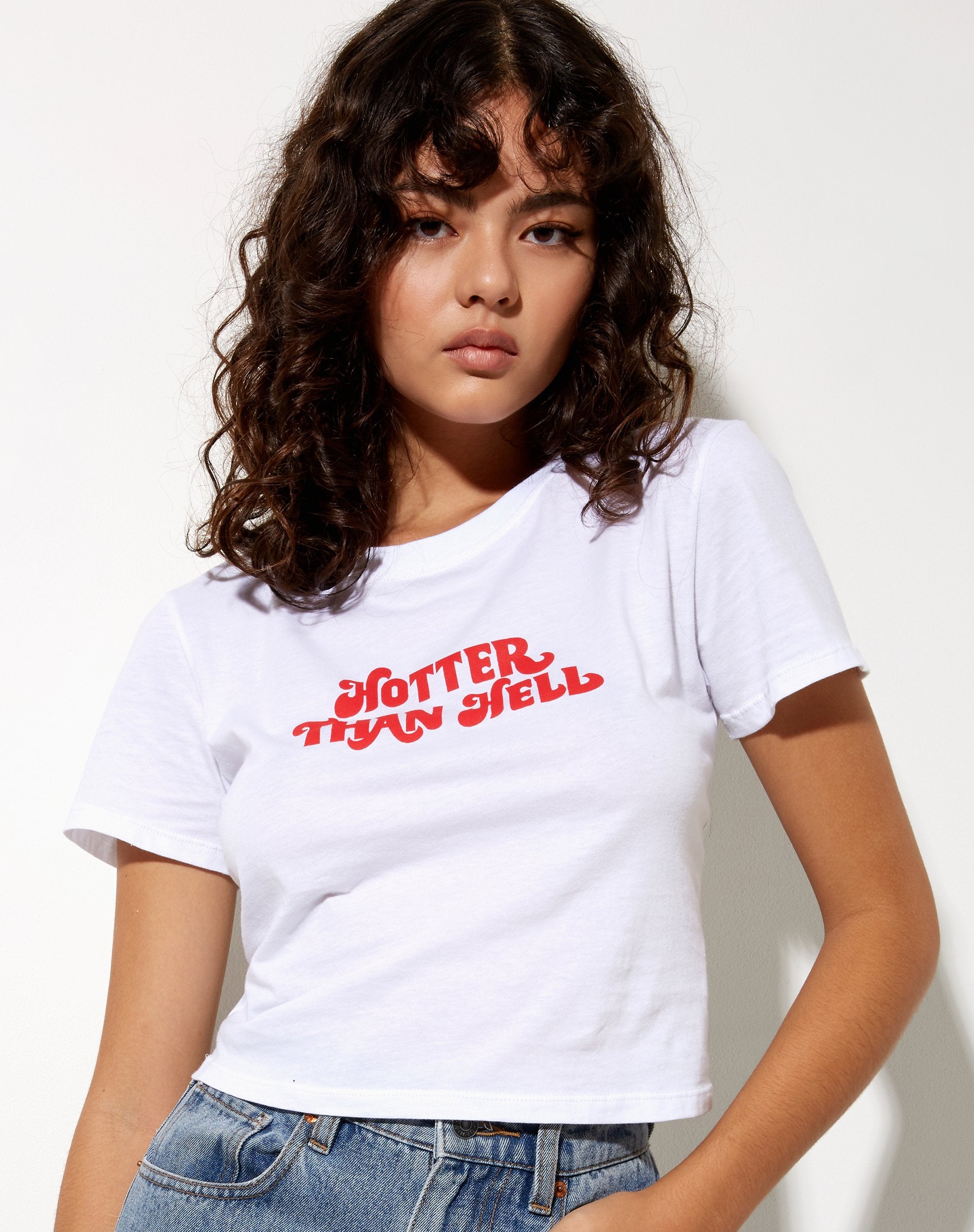 Shrunk Tee in White Hotter Than Hell