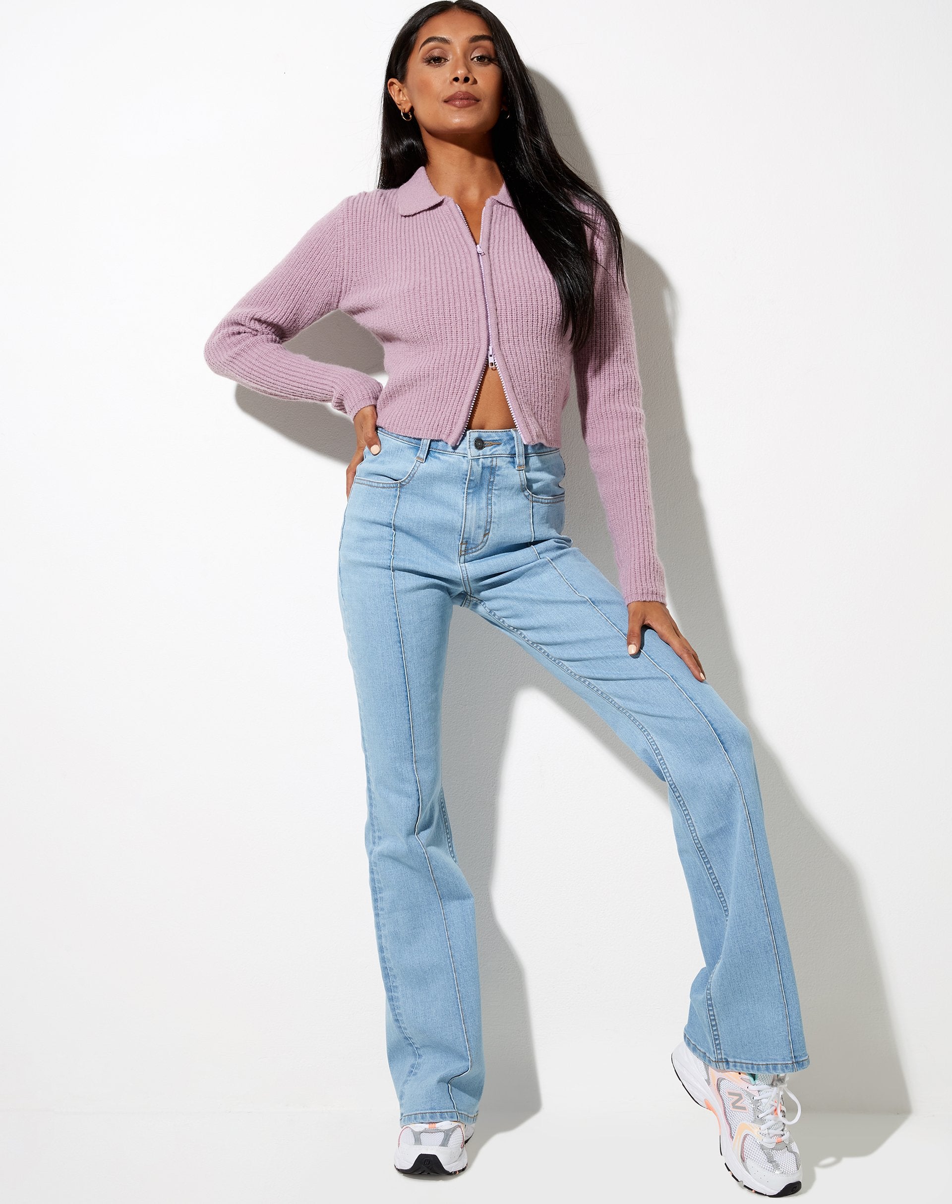 Image of Tuzip Cardi in Knit Dusty Lilac