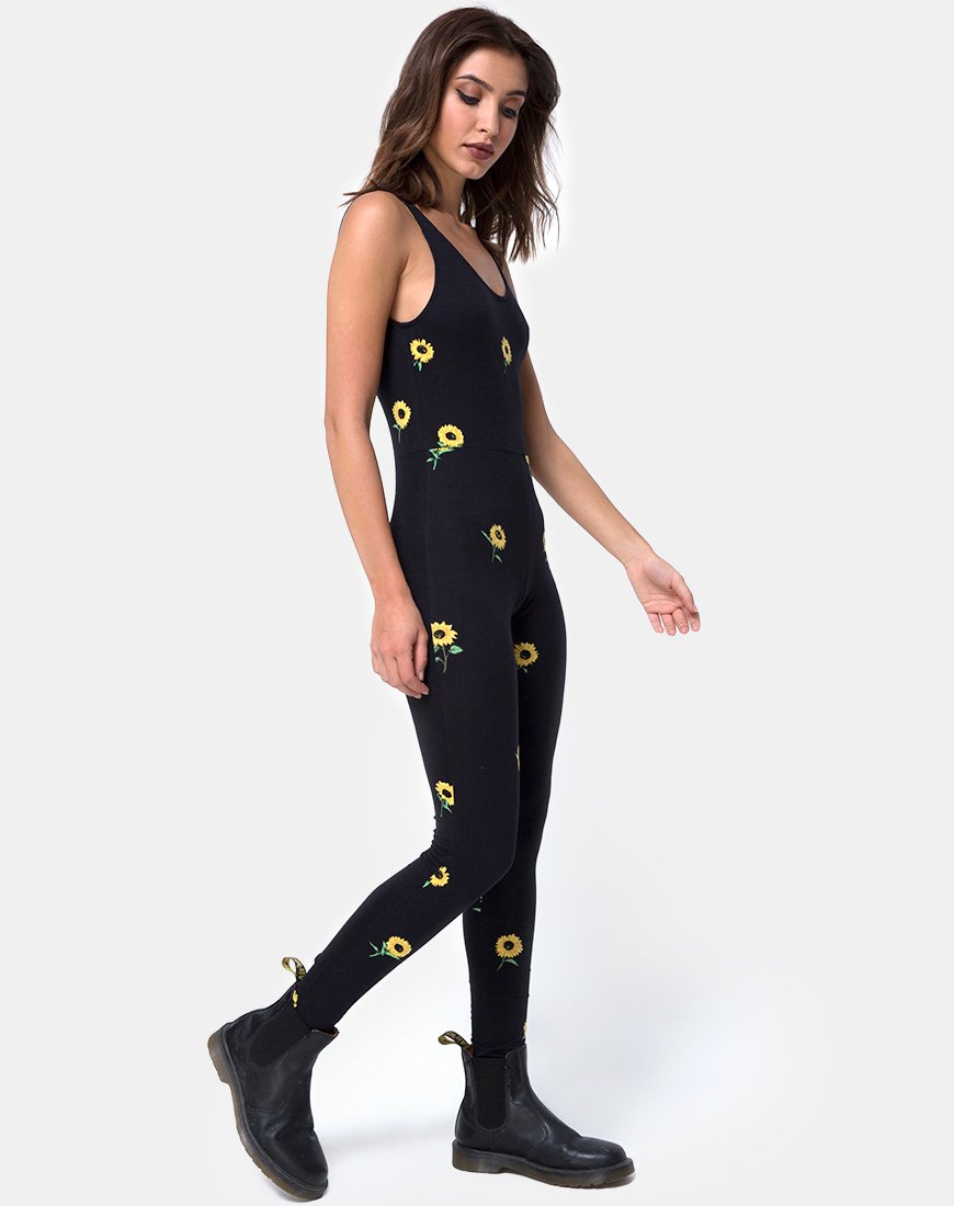 Image of Unitard in Ditsy Sunflower