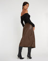 Image of Utari Midi Skirt in PU Brown