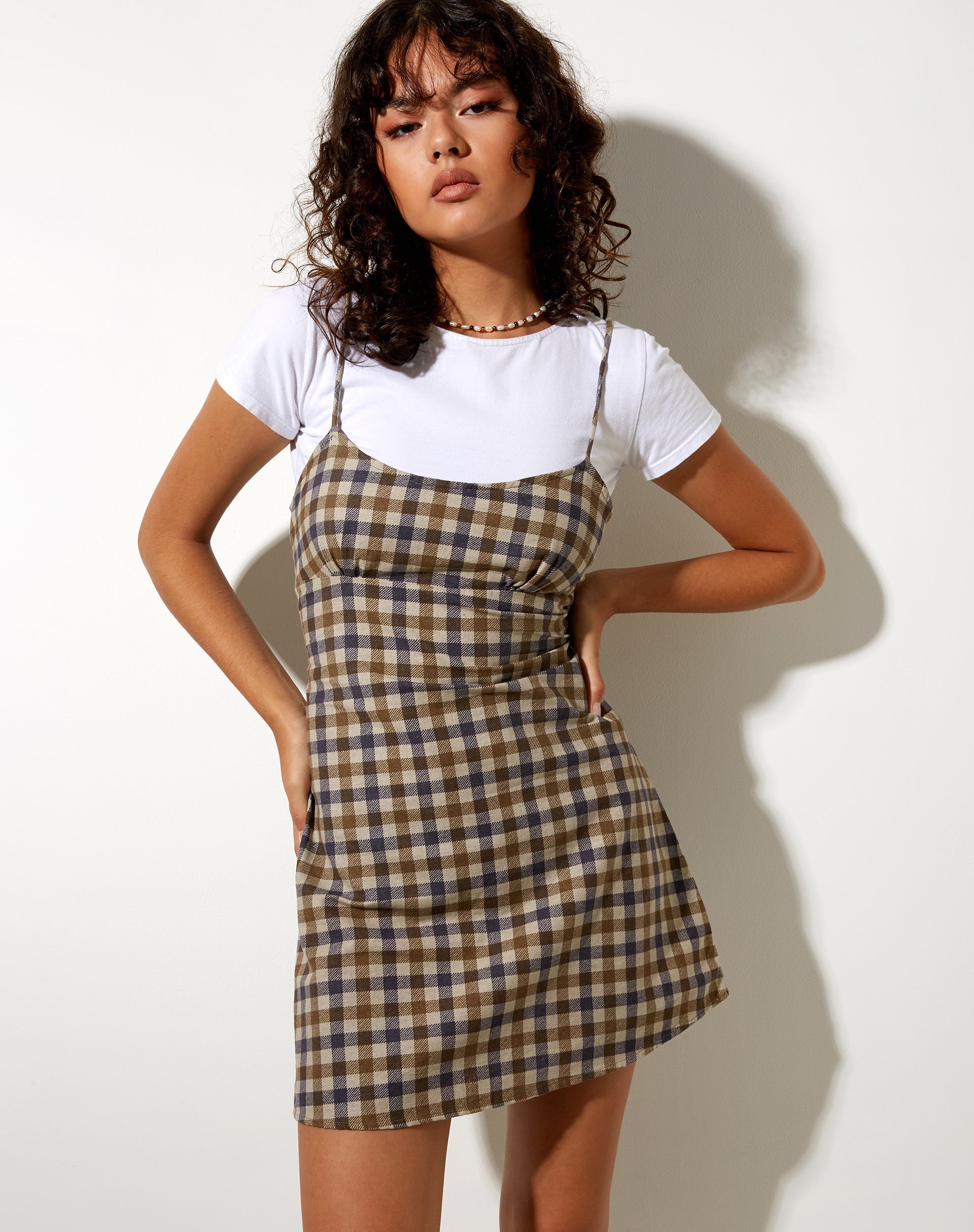 Uo checkered hotsell mini slip dress