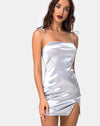 Image of Verso Bodycon Dress in Satin Ice Silver