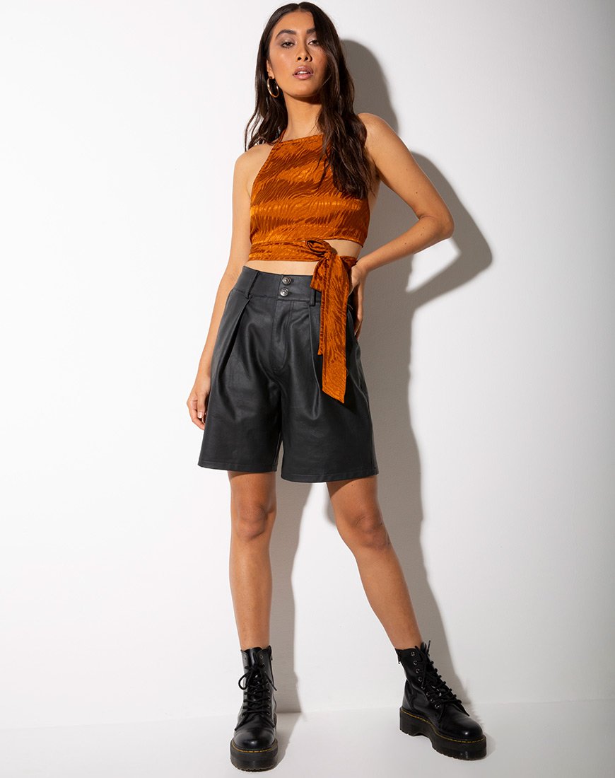 Image of Vhan Crop Top in Satin Zebra Golden Coral