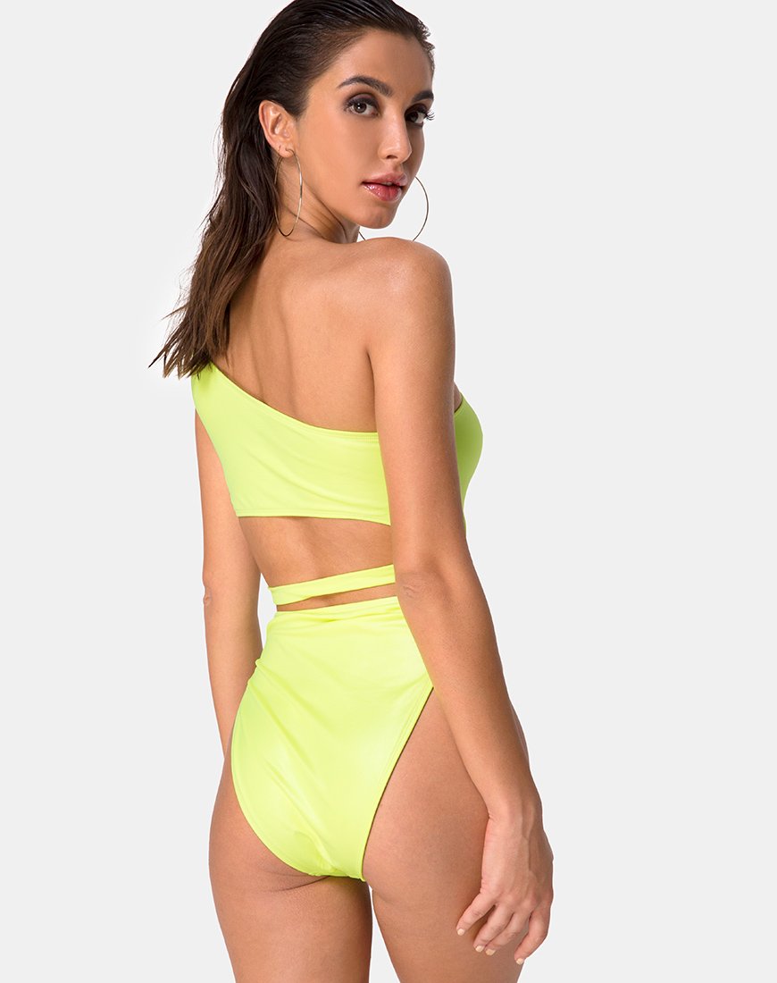 Image of Vixie Swimsuit in Coated Lime