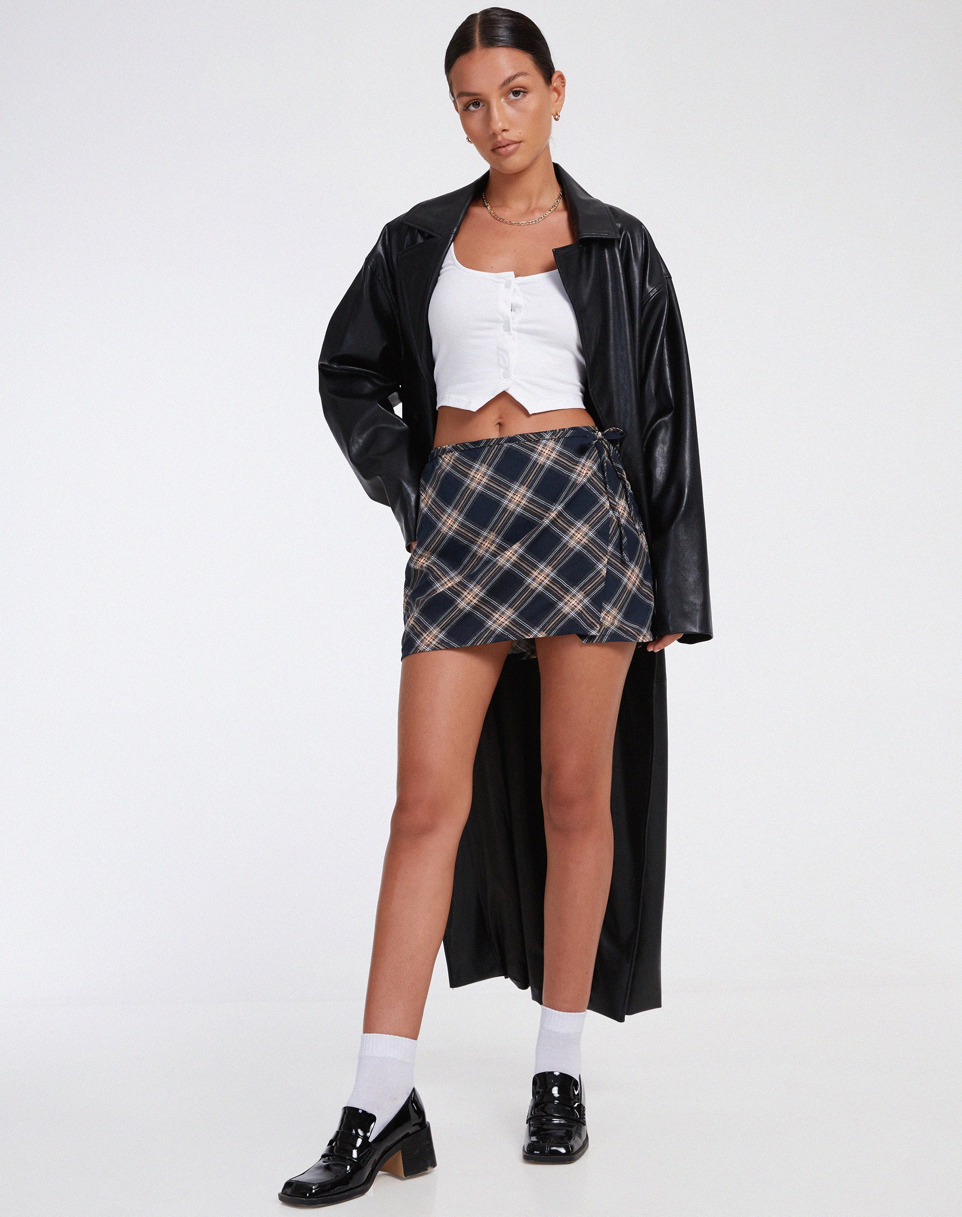 image of Volta Mini Skirt in 20's Check Black and Grey