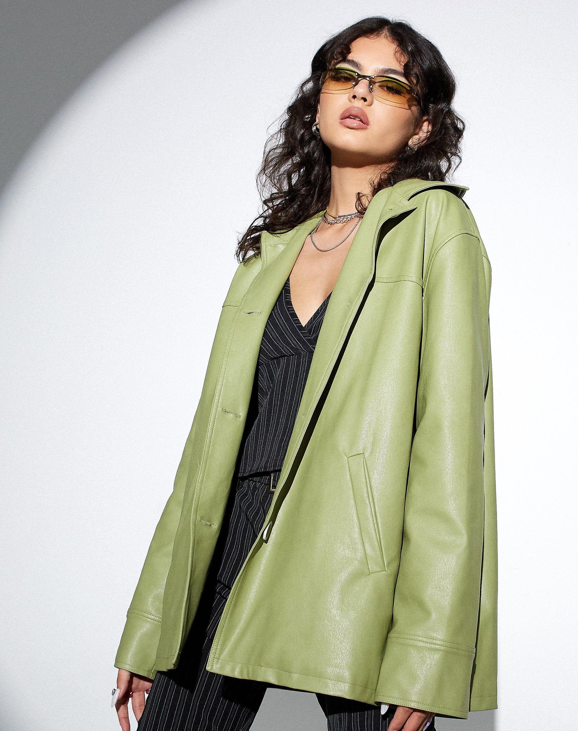 Oversize Pu Green Jacket | Walta – motelrocks-com-eur