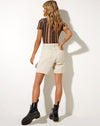 Image of Wuma Cropped Shirt in Mix Stripe Brown