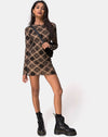 Image of Wyanna Dress in Taupe Net with Black Sign Flock