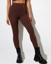 Image of Xario Legging in Deep Mahogany with Lighter Brown Stitch