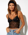 Image of Yenika Crop Top in Black with Red Rose Embro
