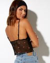 Image of Yenika Crop Top in Black with Red Rose Embro