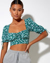 Image of Yiava Crop Top in Floral Field Green