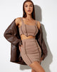 Image of Maexo Mini Skirt in Silver Mink with Dark Brown Stitch