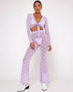 Image of Herlom Flare Trouser in Lilac Mesh Daisy White Flock