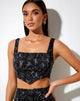 Image of Zana Corset Top in Baroque Cherub Black and Grey