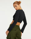 image of Zen Long Sleeve Cut Out Top in Black