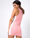 Image of Zena Bodycon Dress in Pale Pink with White Stripe