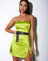 Image of Zenaya Slip Dress in Satin Lime Green