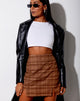 Image of Zila Mini Skirt in Brown Check