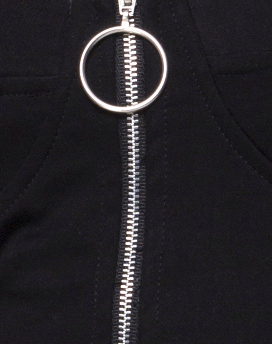 Image of Zipshi Crop Top in Black