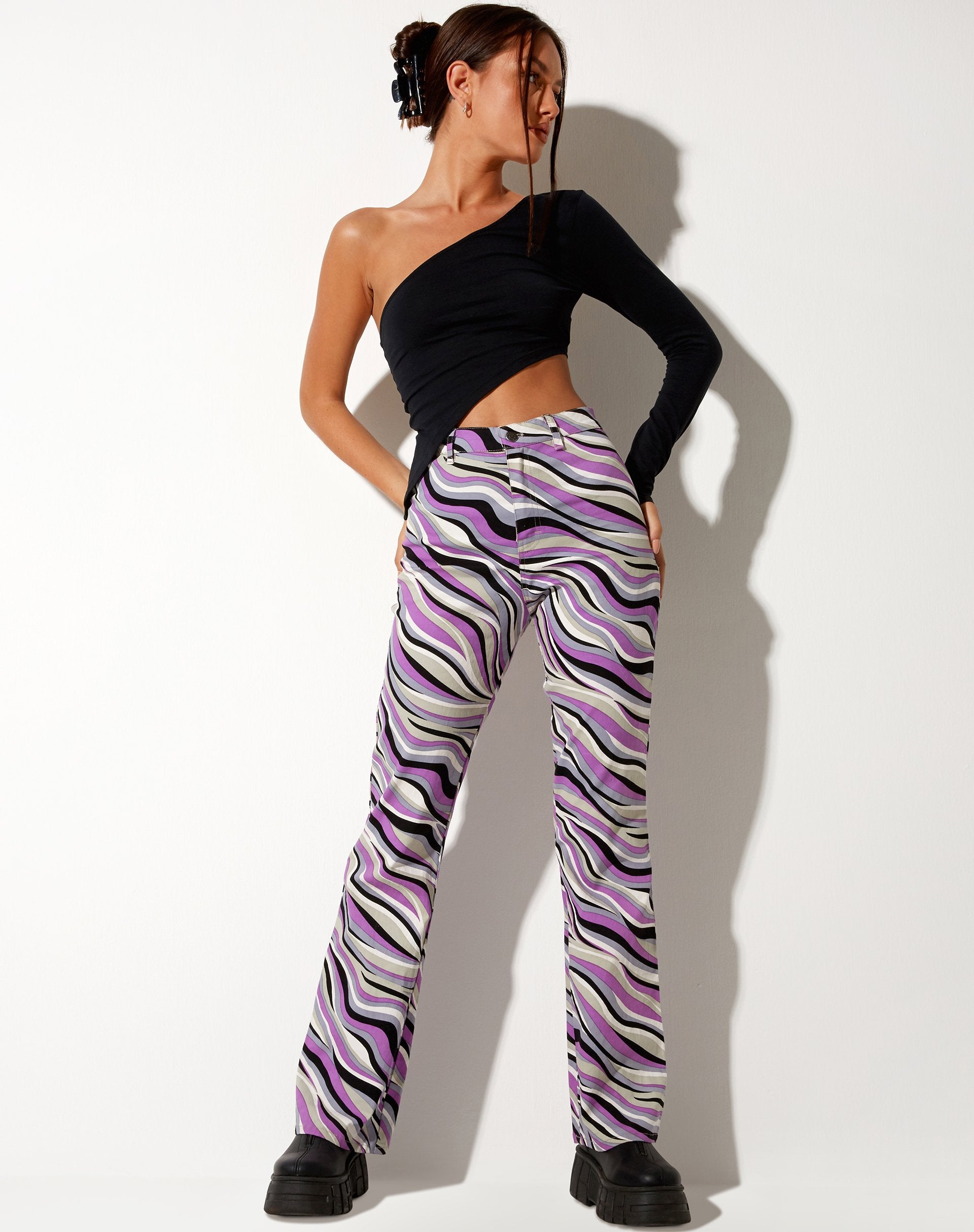 I am gia store purple zebra pants