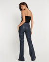 Image of Zyanna Flare Trousers in PU Dark Navy