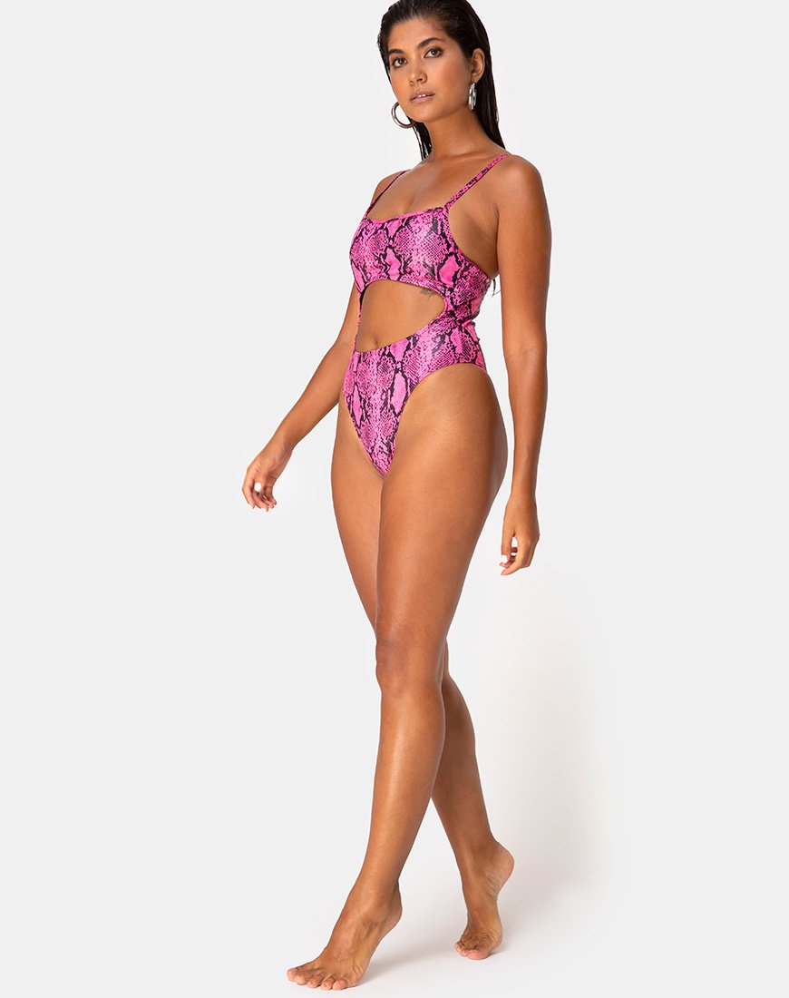 Image of Varois Swimsuit in Snake Pink
