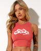 Image of Vasque Vest Top in Lycra Red Hibiscus Paradise